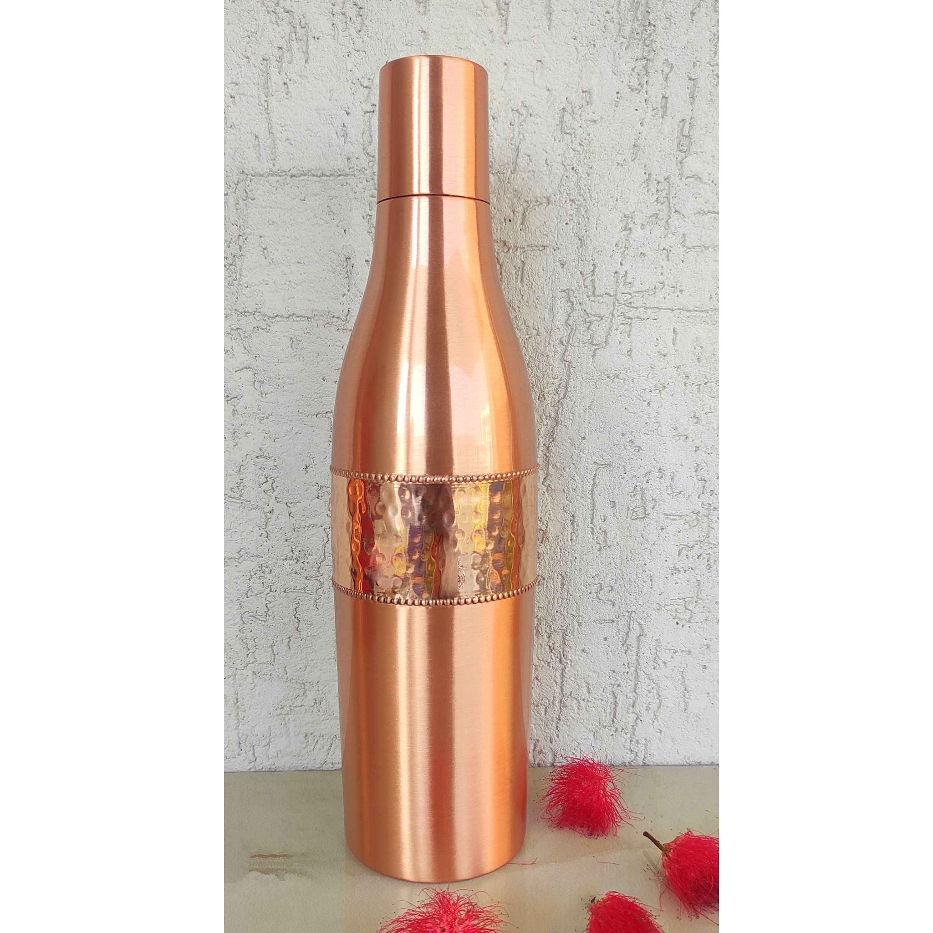 Copper drinkware bottle with champagne style and lacquer coating, sapphire - 850 ML 103